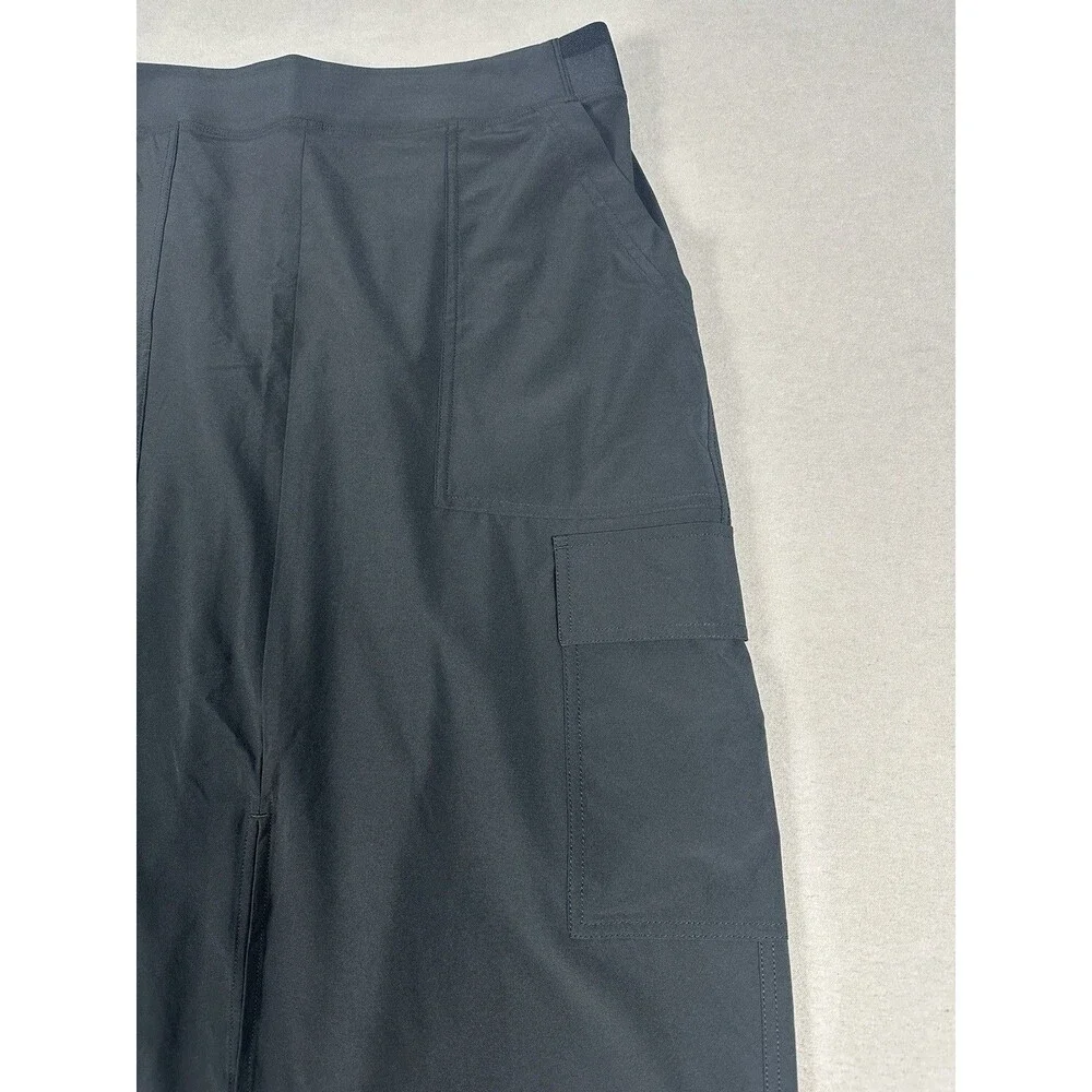 Athleta Brooklyn Heights Cargo Skirt Black Midi Stretch 14 Travel Gorpcore